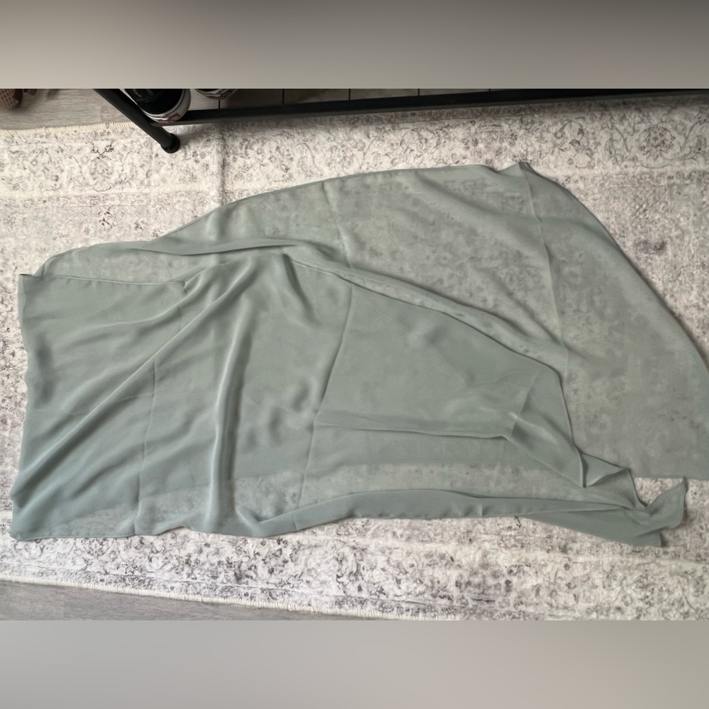 Dusty sage wrap. David’s bridal